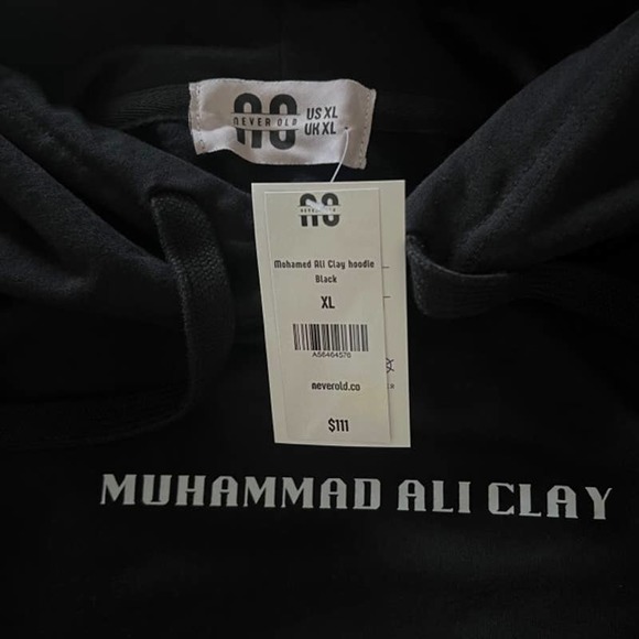 Never Old Muhammed Ali Clay Graphic Hoodie Sweatshirt Black, NWT-XL - Picture 3 of 8